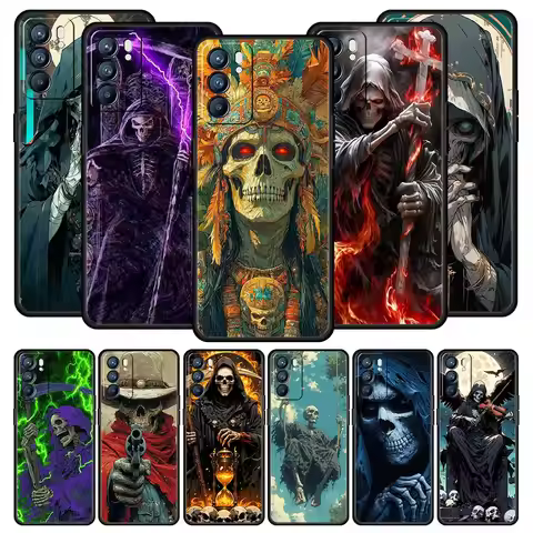 Grim Reaper Skull Phone Case For Oppo Reno14 Reno13 Reno12 11 F 10 Find X5 X9 Pro A54 5G A53 A9 A16 