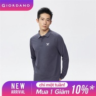GIORDANO Men Polo Shirts 100% Cotton Eagle Embroidery Polo Shirts Raglan Long Sleeve Simple Fashion 