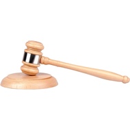 Wood Gavel and Sound Block Set, Handcrafted Wooden Gavel with Round Block for Judge Lawyer Student A