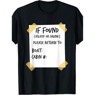 Men's Funny Cruise Vacation T-Shirt - If Found Asleep or Drunk Return to Boat Cabin Humor - Black Te