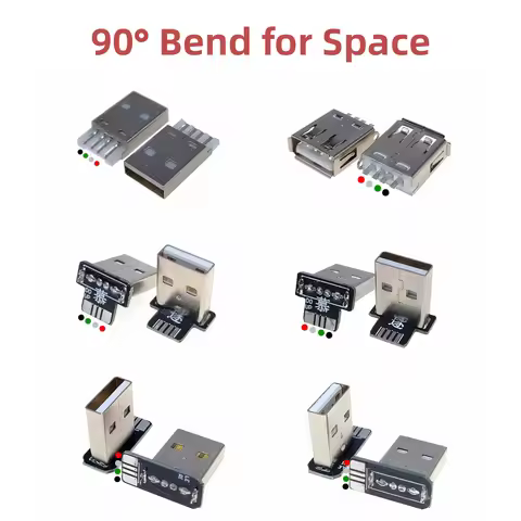 USB 90 degree Type-C USB 2.0 plug up, down, left, right, DIY custom L-shaped elbow 90 degree Android