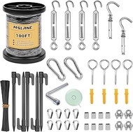 1/16" Black Wire Rope Kit 100FT 304 Stainless Steel Vinyl Coated with M5 Turnbuckles, 7x7 Strand Cor
