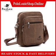 Original Polo Louie Crazy Horse Leather Men's Messenger Bag Travel Crossbody Sling Bag Lelaki Leathe