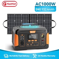 FlashFish Portable Solar Generator Powerbank Set Camping Power Station (1000W) + Solar Panel (100W)