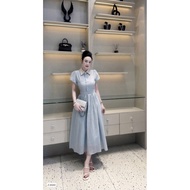 SOOT BLUE DRESS WITH COLLAR