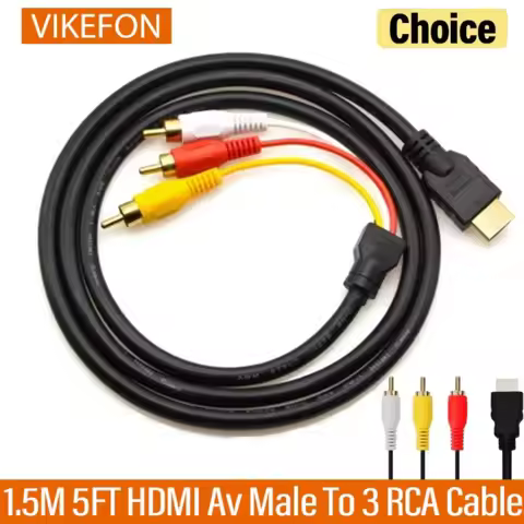 1.5M 5FT HDMI-Compatible Av Male To 3 RCA Conversion TV Set-Box DV DVD Audio Video Cable to 3rca Dig