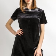 00s Woman Velour Michael Kors Midi Black Dress size Medium 5925