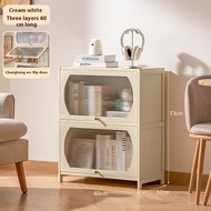 YEYA Kệ Tủ Đựng Đồ Gỗ Tre Thiết Kế Độc Đáo Với Cửa Tủ Kính Rộng 80cm Cao 40cm Màu Trắng Nhẹ Cho Mọi