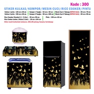 1-door Refrigerator Sticker And 2-door Refrigerator Sticker Black Elegant Butterfly