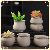 Pot Bunga Keramik Api Polos, Pot Bunga Sukulen Kaliber Besar, Pot