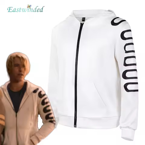 Live Action TV Pirate 2 Sanji Cosplay White Hoodie Coat Costume Roleplay Jacket Clothes Outfits Unif