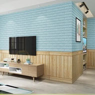 wallpaper brick foam 3d [ wallpaper foam 70*77cm ] - bata biru