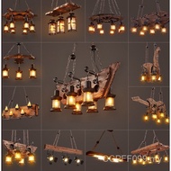 Unique Coffee American Nostalgic Retro Bar Counter Restaurant LOFT Romantic Wooden Art Net Chandelie