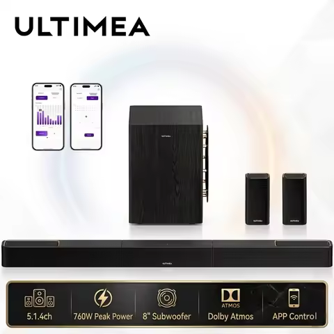 ULTIMEA 760W 5.1.4ch Soundbar with Dolby Atmos, Surround Sound System TV Sound Bar with 8" Subwoofer