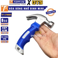 Búa lùn đúc thép nguyên khối TOP FINE | Búa nhổ đinh mini 250g đóng đinh tay cầm bọc TPR chống trượt