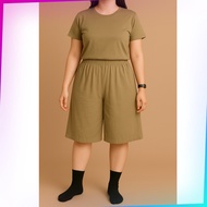 【PLUS SIZE WOMEN 6 QUARTER PANTS CS0618】Free Size Waist 26-38 Inch Plain Girl Mid Length Long Pants 