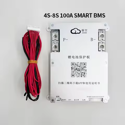 JK-B1A8S10P 12V 24V 3S 4S 5S 6S 7S 8S SMART BMS Bluetooth APP Active Balance 100A LiFePo4 Li-Ion LTO