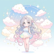 可愛柔和系列 Hiyori 貼紙 漂浮在天空的粉彩夢境