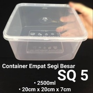 Disposable Plastic Food Container SQ5 Square Container Bekas Makanan Besar Empat Segi
