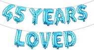 45 Years Loved Balloon Banner, Multicolor Glitter Garlands for 45th Birthday/Wedding Anniversary Par