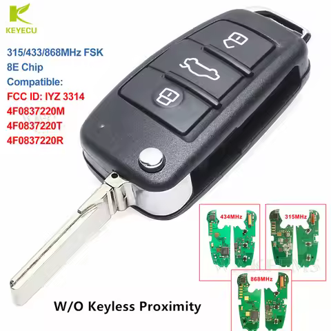 KEYECU 3Btn Remote Key Fob Control W/O Keyless Proximity For Audi A6 S6 Q7 2004-2015 IYZ 3314 4F0837
