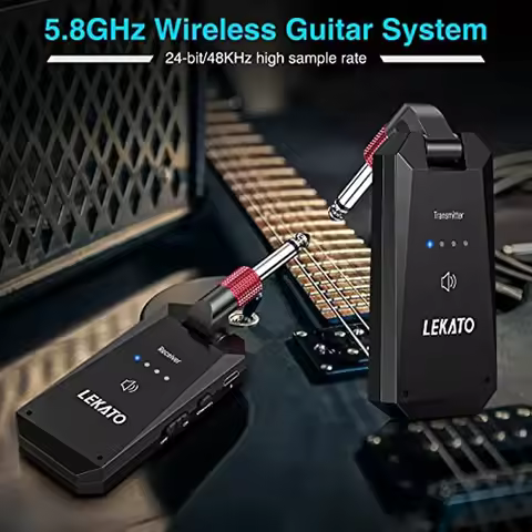 Lekato Ws-90 5.8Ghz Wireless Guitar System - 4-Channel Transmitter/receiver W/ultra-Low 5Ms Latency 