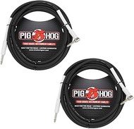 Pig HOG 18.6' Feet High Performance Instrument Cable Black (Straight-Angled), 2-Pack