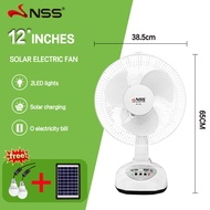 (Free Solar Panel) NSS Solar Electric Fan 14" Rechargeable Solar Fan 12"Solar Fan Electric Fan Promo