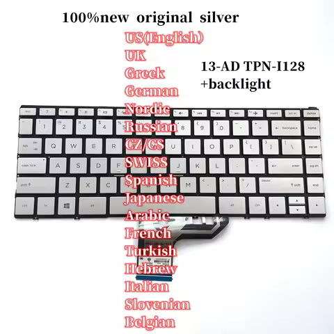 100%New Original For HP X360 Envy 13-AD 13-W TPN-I128 Laptop Keyboard Backlight Silver