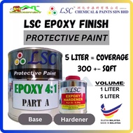 (5L) LSC EPOXY FINISH FLOOR PAINT TILES FLOOR PAINT WATERPROOF COATING & HEAVY DUTY [Include Hardene