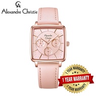 [Official Warranty] Alexandre Christie 5003BFLRGLK Women's Pink Dial Leather Strap Watch