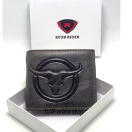 Rush rider Premium Logo Genuine Cow Leather Wallet Dompet Lelaki Kulit Lembu