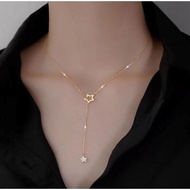 Gold Star Necklace – Dual Star Pendant Design