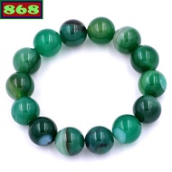 Striped green agate bracelet, from 12mm to 14mm, bead bracelet