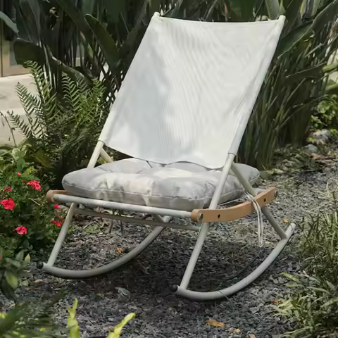 Indoor Outdoor Rocking Chair Reclining Lounge Chair for Balcony Wooden Patio Lazy Sofa Chairs Cosy W