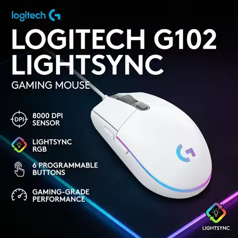 Logitech G102 Wired Gaming Mouse, Precision Tool for FPS/MOBA with 8000 DPI, 1ms Report & Customizab