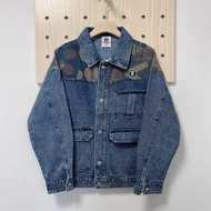 AAPE 男士長袖猿人頭迷彩圓形logo牛仔外套 兩色可選