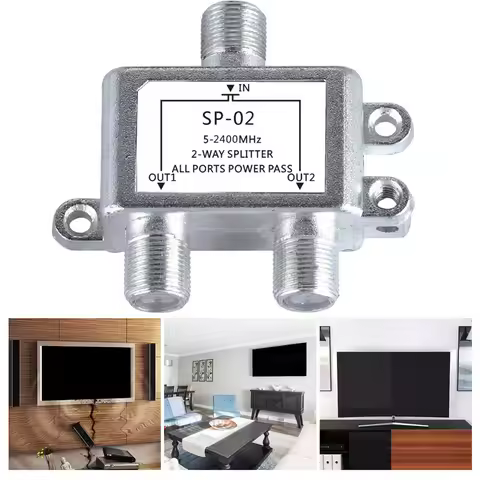 5-2400MHz 2 Ways Coax Cable Splitter TV Antenna Satellite Signal Receiver Connector SAT/ANT Coaxial 