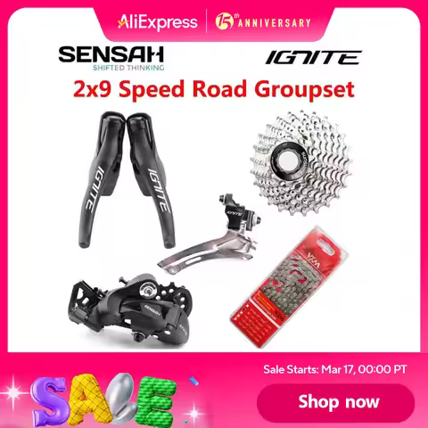 SENSAH IGNITE Road Bike Shifter 2x9 Speed Groupset Rear Derailleur Front Derailleur Cassette Chain T