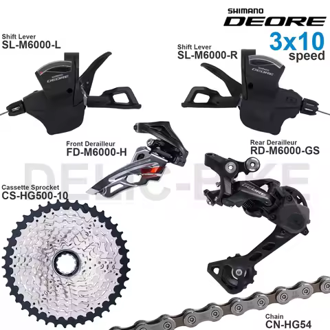 SHIMANO DEORE M6000 3x10v Groupset with SL-M6000 FD-M6000 RD-M6000 CS-HG500-10 CN-HG54 3x10-speed Or