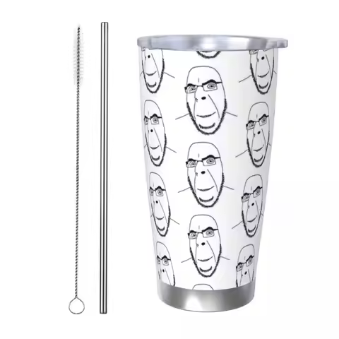 Smug Cobson Insulated Tumbler with Lid Soyjak Wojak Meme Stainless Steel Coffee Mugs Double Wall The