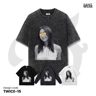 SANZ TWICE T-shirt | Stonewashed washed sandwash t-shirt | Black white longsleeve | TWICE-15