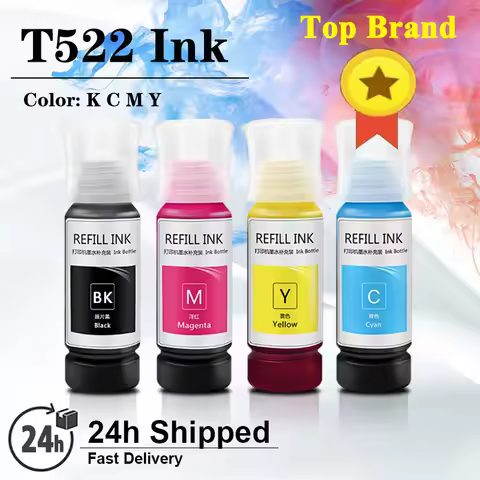 For EcoTank 522 Ink Bottles T522 For Epson ET-2720 ET-2400 ET-2800 ET-2840 ET-2803 ET-4700 ET-4800 E