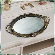 [Freneci] Round Mirrored Tray Trinkets Holder Tray Photo Props Mirror Organizer Tray Centerpieces for Bathroom Entryway Cabinet Desktop