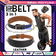 3 in 1 Gym Belt Leather Dip Belt Pull Up Belt Chain Load Belt Pull Up Belt Dip Belt Gym Belt