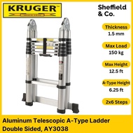 Kruger Aluminum Telescopic Double Sided Ladder, 2x6 Steps (3.8m / 12.5ft) | (AY3038)