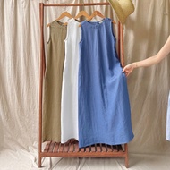 Midi Style Dress Sleeveless Linen, Premum Linen 3 Colors D602-D603 TYMLIC