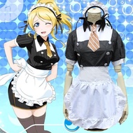 love live September SR Card Ayase Eri cos Black White Maid Costume
