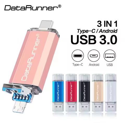 DataRunner OTG 3 IN 1 USB Flash Drive USB 3.0 & Type C & Micro USB Pen Drive 32GB 64GB 128GB 256GB 5
