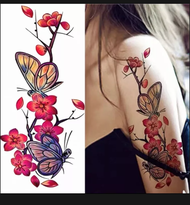 Tato Temporer Tato Temporary Motif Bunga merah Kupu Kupu TBX-901 Tahan Anti Air Sementara